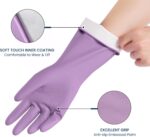 Rubber Cleaning Gloves for Dishwashing, 4 Pairs Reusable Kitchen Gloves for Washing Dishes and Household Cleaning, Colorful Dish Gloves with Flocked Lining and Non-Slip Grip, Pefect for Woman Men - M - Image 2
