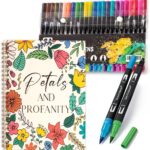 7×8.2in Adult Coloring Book Set for Relaxation, Spiral Bound Coloring Book for Women with 24 Colors Markers, Mindfulness Stress Relief 32 Patterns for Adults, Teens, Easter Gift